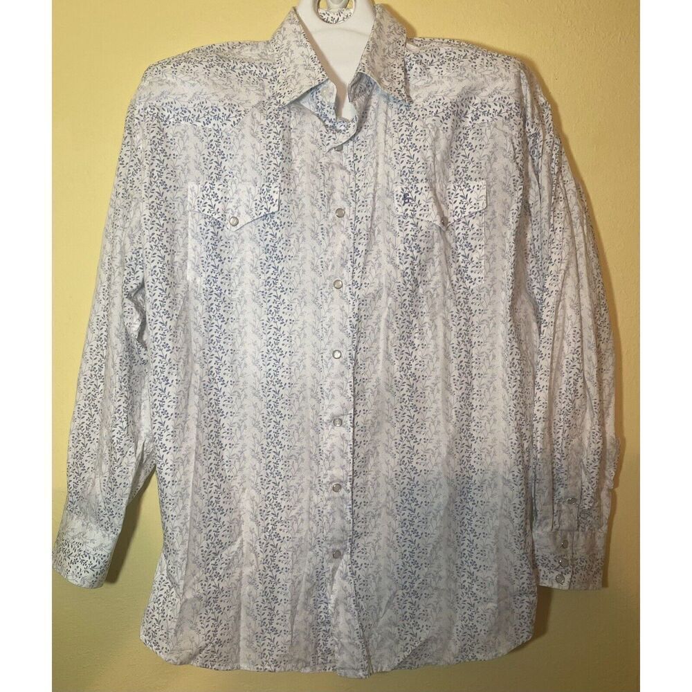 Stetson Pearl Snap Western Button Up Shirt Mens XXL Cotton White Long Sleeve
